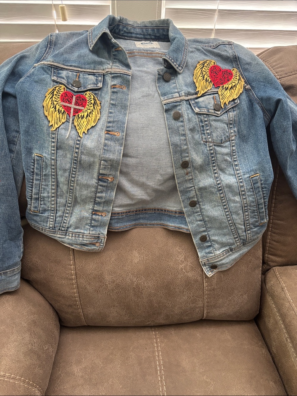 OLD NAVY SZ MED EMBELLISHED DENIM JACKET